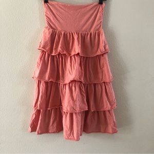 J. Crew High Waisted Coral Ruffle Boho Skirt Sz S